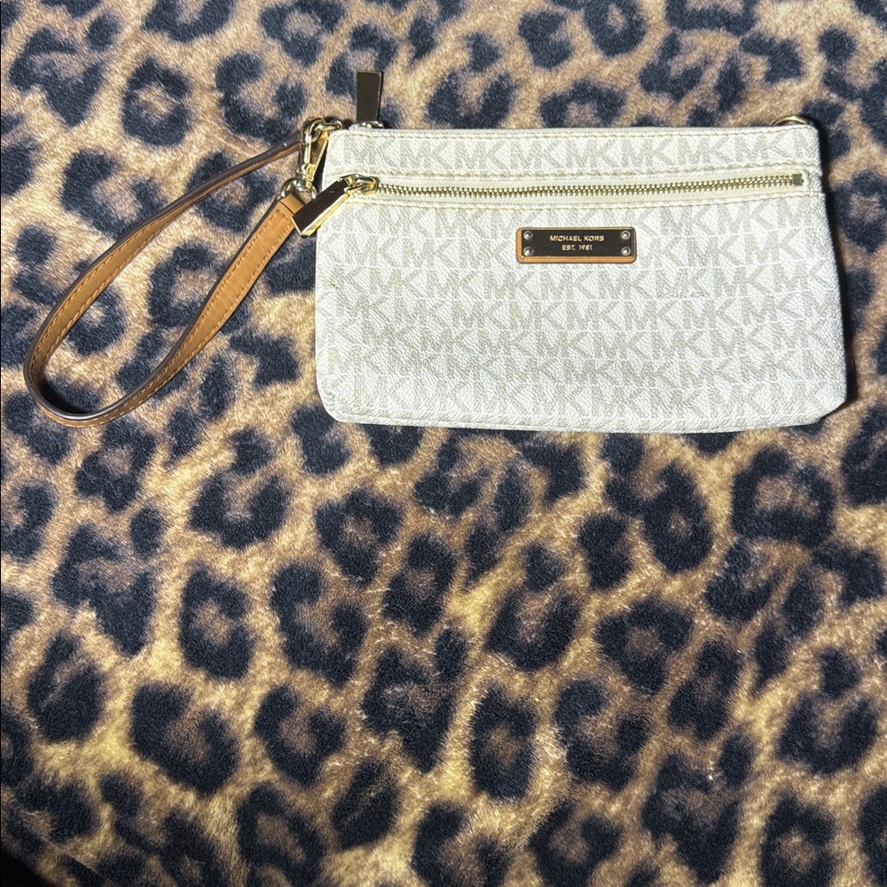 Michael Kors Monogram Beige Wristlet